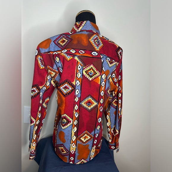 Vintage Roper 90s Aztec Western Festive Boho Rodeo Button Down Shirt top - Picture 5 of 12